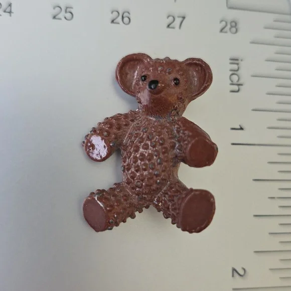 Vintage Brown Teddy Bear Figural Brooch - Picture 3 of 8
